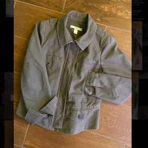 ANN TAYLOR LOFT SZ 8  ZIP/SNAP ELBOW PATCH 4 POCKET Jacket
